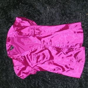 Metallic fuschia button-down
